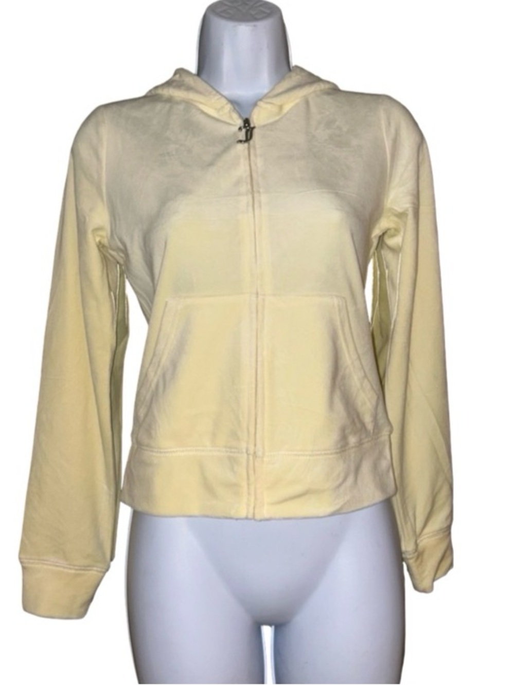 JUICY COUTURE SOFT YELLOW
OG BLING RHINESTONE VELOUR TRACKSUIT HOODIE XS NWT - Picture 2 of 6